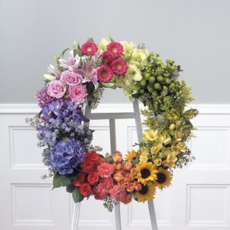 Multi-colored Wreath on easel