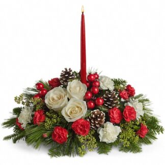 Single Candle Christmas Centerpiece